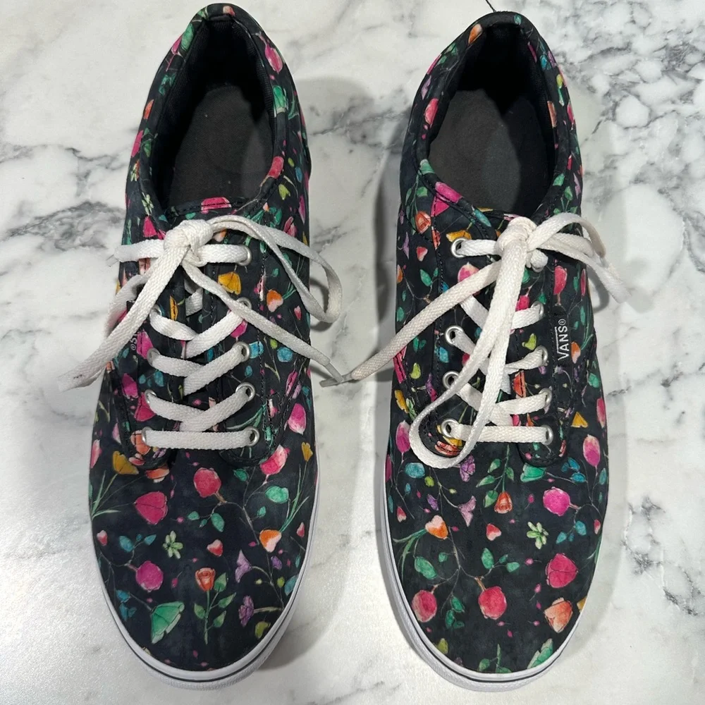 Vans Floral Black Low-Top Sneakers with Multicolor Accents - Picture 3 of 7